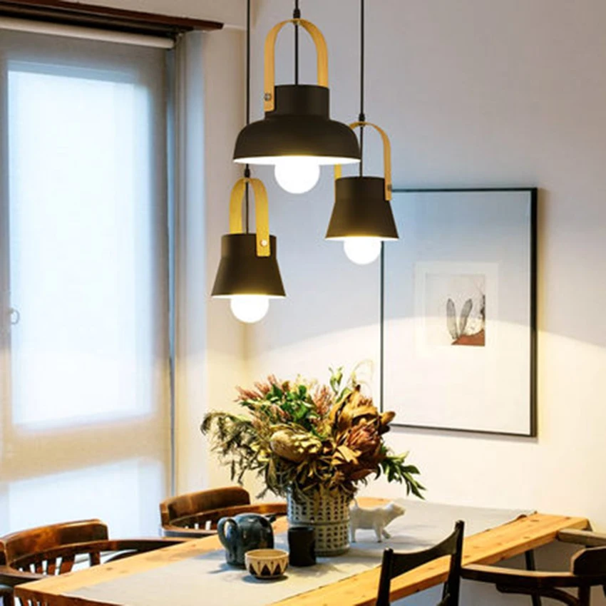 

Designer Nordic Lighting Individual Creative Clothing Shop Modern Simple Bedroom Bedside Wooden Ring Bar Restaurant Hanging Lamp