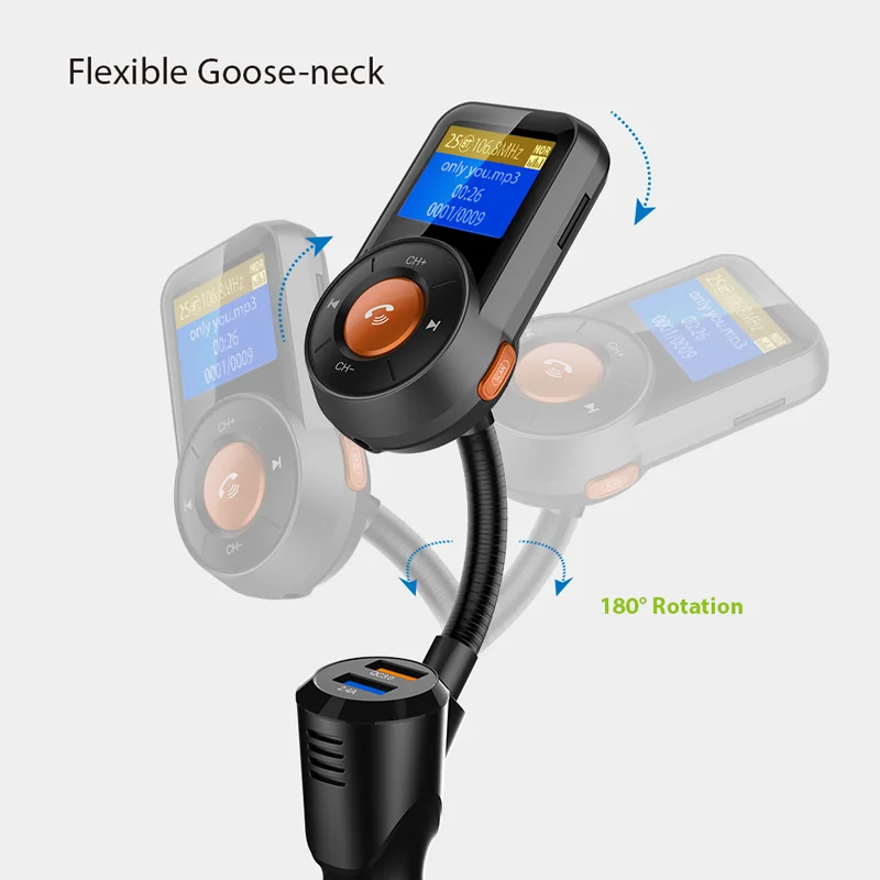 BT76 Bluetooth Car Kit FM Transmitter Wireless Dual USB QC3.0 Charger Mp3 Player