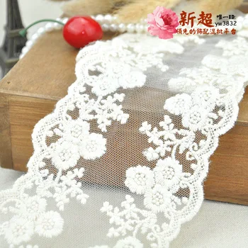 

5Yards White Embroidered Lace DIY Jewelry Accessories 10cm Embroidery Cotton Lace Mesh Net Lace Fabric For Wedding Dress