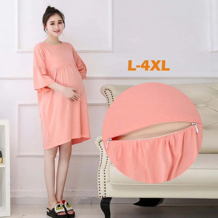 Платье для кормящих мам; летнее платье для грудного вскармливания для беременных женщин; летняя Стильная хлопковая одежда для беременных; L-4XL