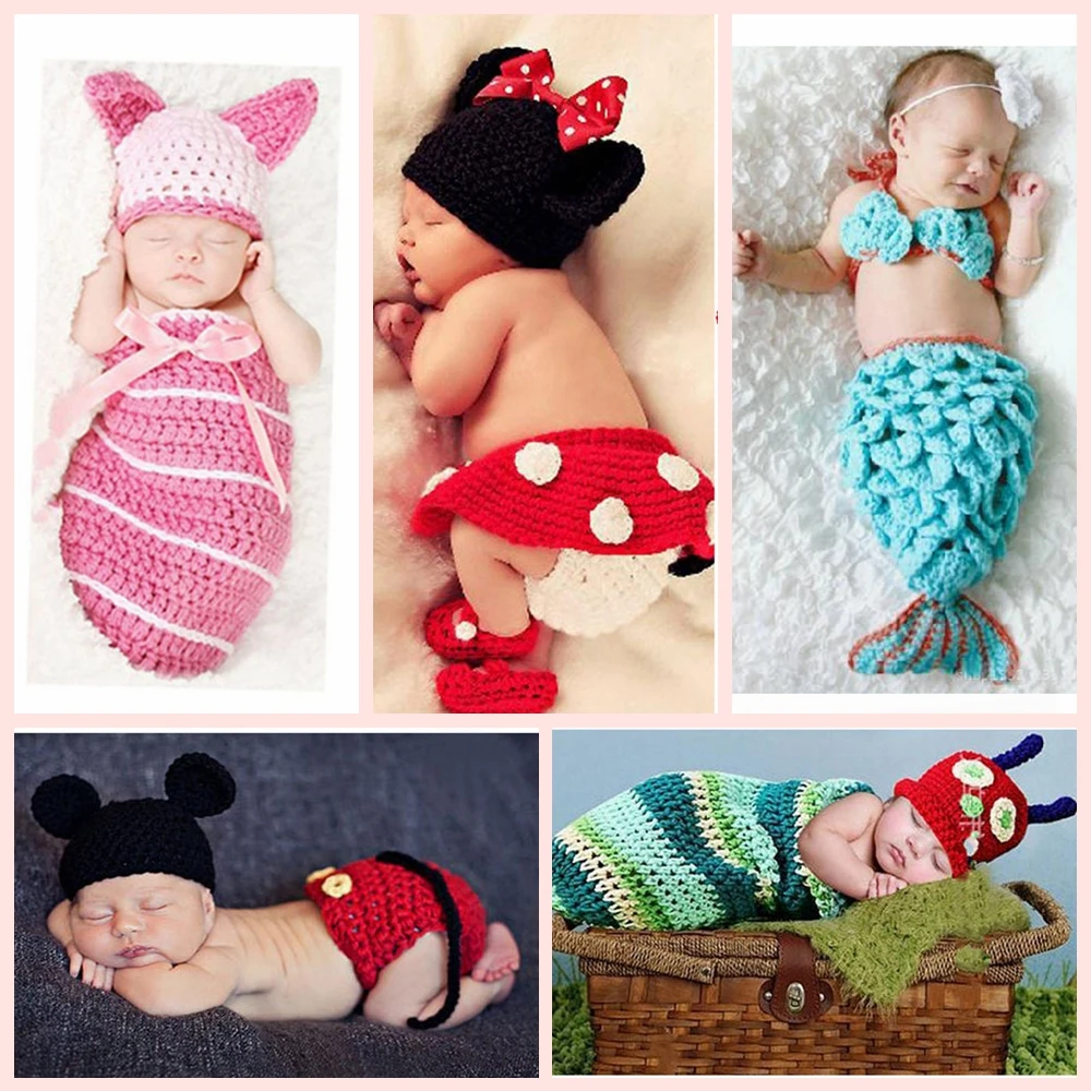 Baby kids knitted animal hats crochet knit gorro bebe photograph