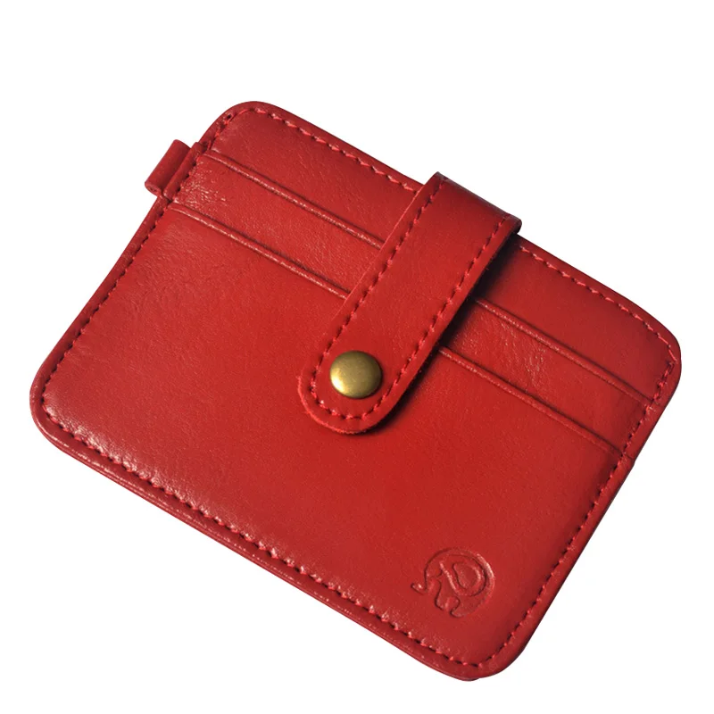 Модные держатели для кредитных карт из натуральной кожи, дизайнерские кошельки для карт, ультра тонкий женский мужской клатч, монетные сумки для денег - Цвет: Красный