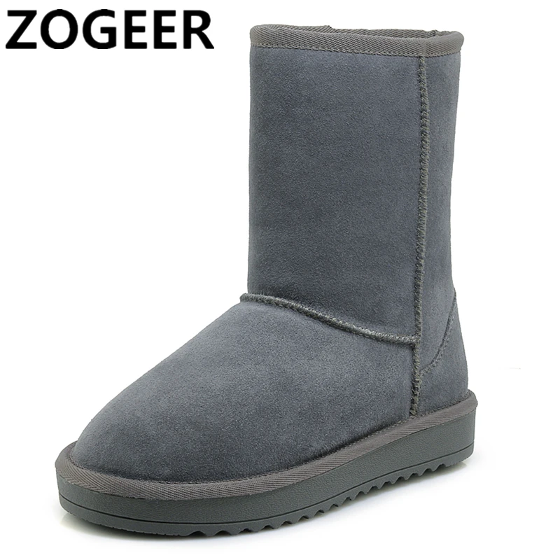 

Brand Cow Suede Leather Fur Snow Boots Women Winter Ankle Boots For Women Casual Flat Heels black brown non-slip Plush shoes