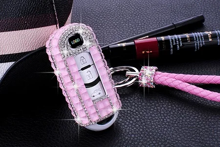 Роскошный ключ с бриллиантами, чехол для ключей, чехол для ключей для Mazda CX-5 CX-7 Atenza Alexa, автомобильные аксессуары - Название цвета: Розовый