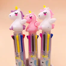 1 шт., милые ручки в виде единорога, креативные 8 в 1, разноцветные шариковые ручки, шариковые ручки для детей, подарок, фотоальбом, живопись, канцелярские инструменты