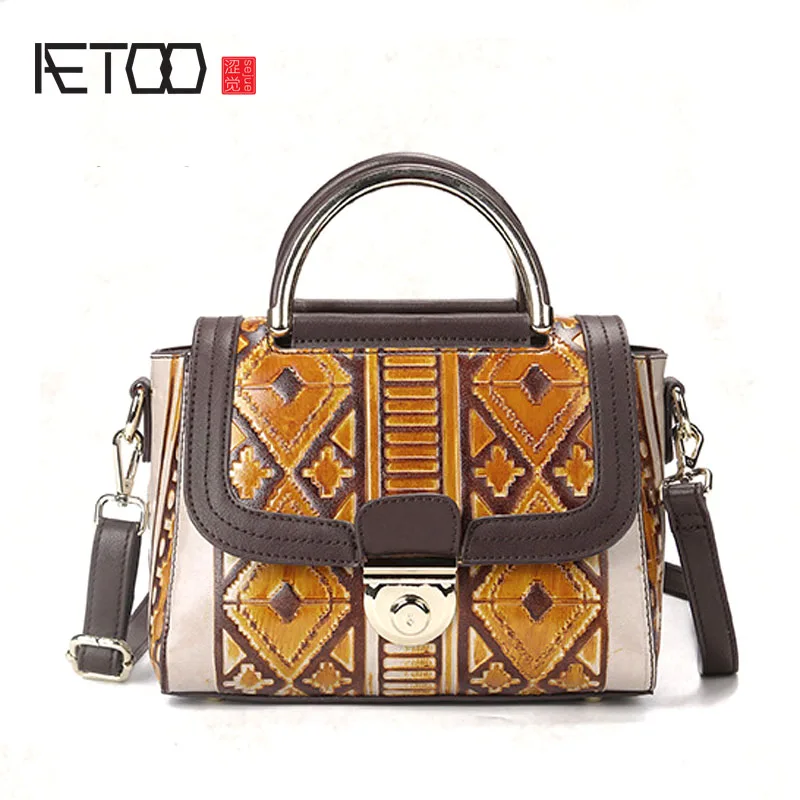 

AETOO new female package European and American fashion oblique cross the ancient hand-wiping women's handbag casual messenger