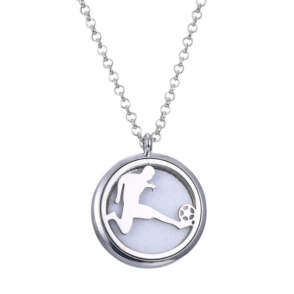 

Sport soccer pattern Aroma Necklace Open Lockets Pendant Perfume Essential to send Chain length 60cm1pieces Hair pad TZX01