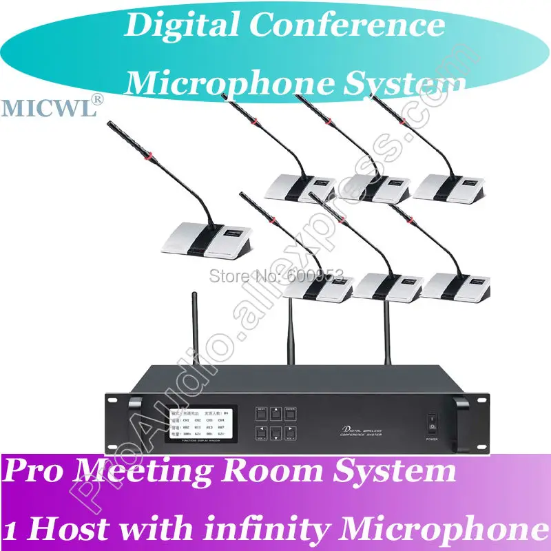 

High-end MICWL A10M-03 Digital Wireless Microphone Conference System Host + President + Delegates Desk Unit Gooseneck Mic