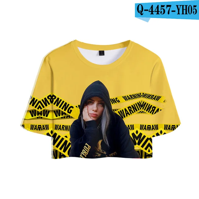 Billie Eilish 3D Printed Crop Tops Fashion Summer Short Sleeve T shirts ...