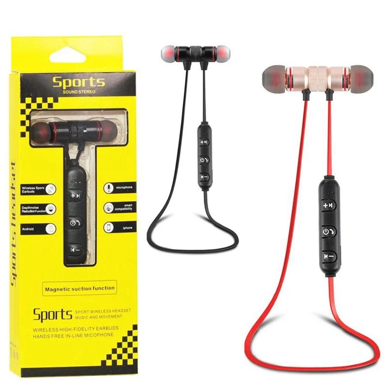 

1000PCS M5 Bluetooth Headphones magnetic metal wireless Running Sport Earphones in-ear With Mic MP3 Earbud For iphone Samsung