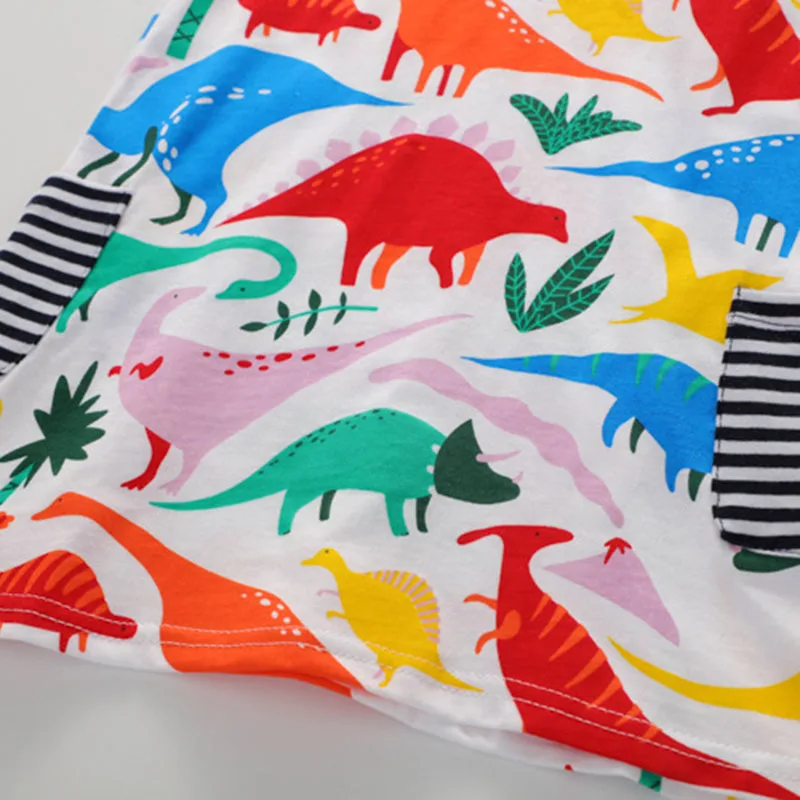 Moggi Cat 2019 Dresses for girls Kids cotton Baby Girls clothing Short sleeve Party Dress Children Summer Dinosaur Print Dresses (6)