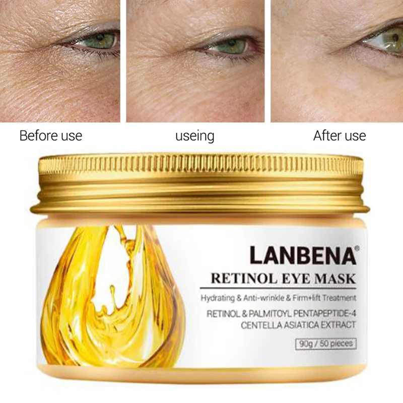 LANBENA Retinol Eye Mask Hyaluronic Acid Eye Patches Serum Reduces Dark