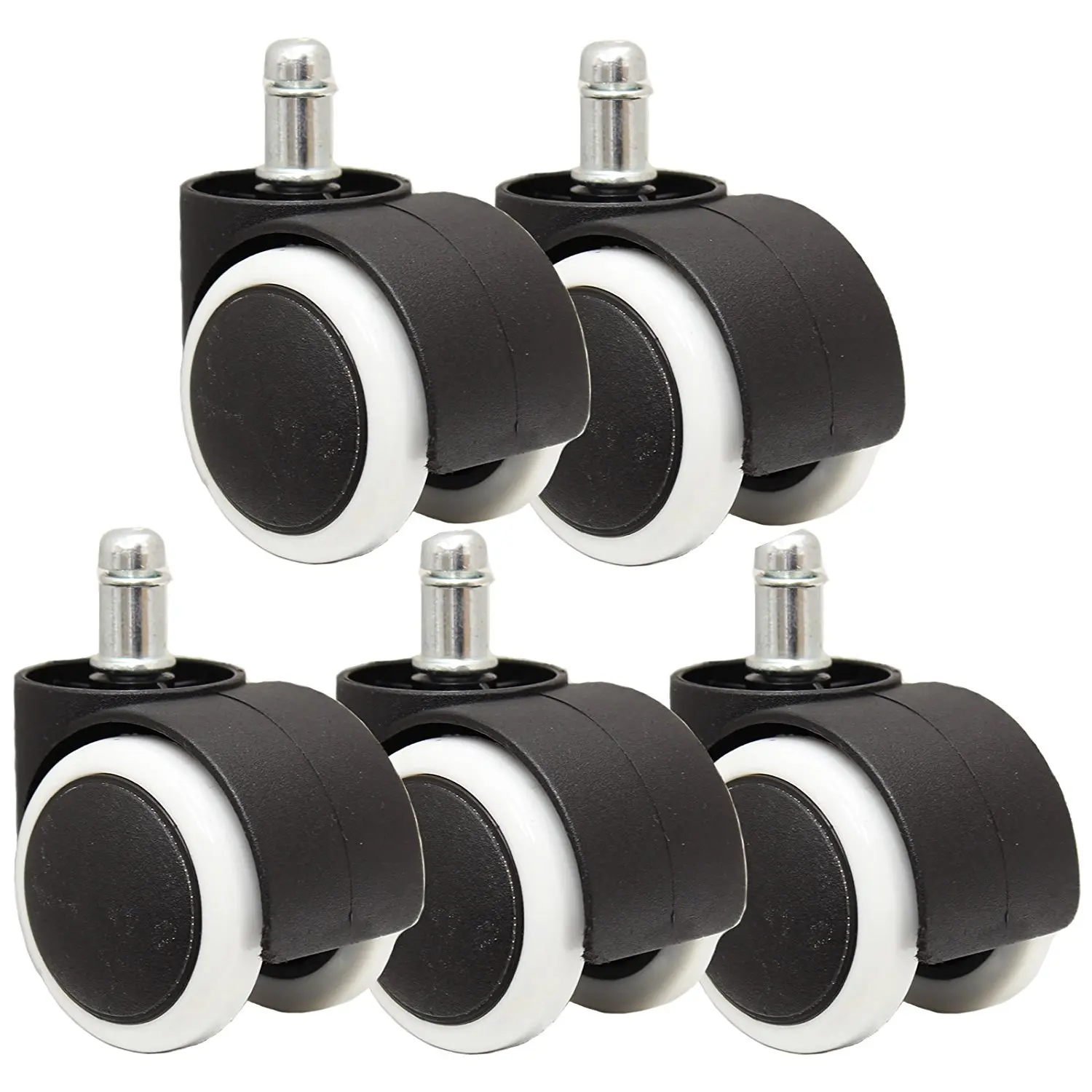 

50mm Office Chair Roller Castor Wheels - Set of 5 - black&white