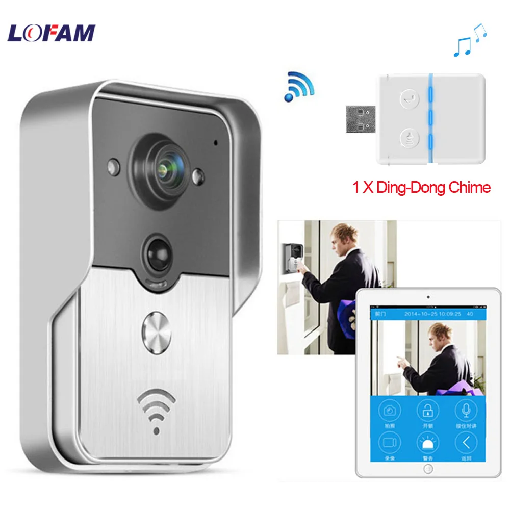

LOFAM Wireless IP Video Intercom Unlock WI-FI Video Door Phone Door Bell WIFI Doorbell Camera With Indoor DingDong Bell Chime