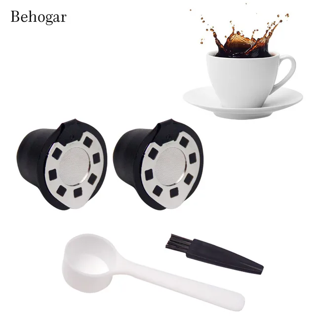 Best Price Behogar 2pcs Refillable Reusable Coffee Filter Mesh Capsule Cups Baskets with Brush Scoop Compatible with Nespresso Dolce Gusto Best Price Behogar 2pcs Refillable Reusable Coffee Filter Mesh Capsule Cups Baskets with Brush Scoop Compatible with Nespresso Dolce Gusto
