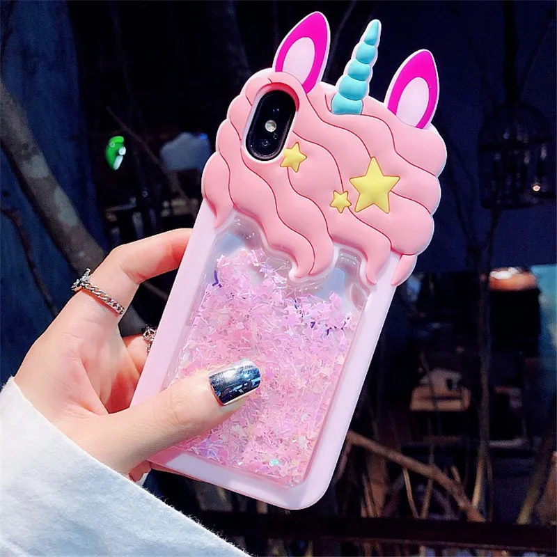 3D Единорог силиконовый динамический песок мягкий чехол для OPPO A37 A39 A57 A59 A73 A79 F1S F5 F7