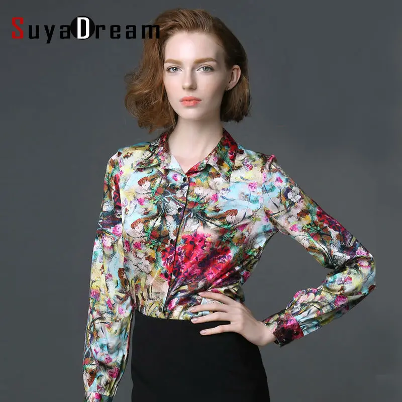 REAL SILK blouse Women long sleeve Plus size Blouses work