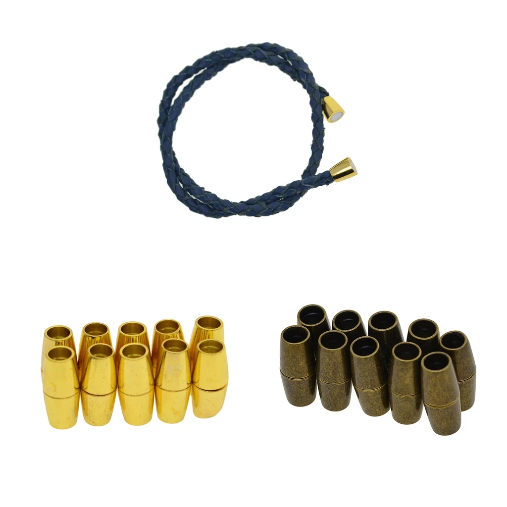 

10 Sets Fashion Barrel Magnetic Clasps fit 4mm Round Leather Cord Kumihimo Necklace Bracelet Connectors For DIY Jewelry Making