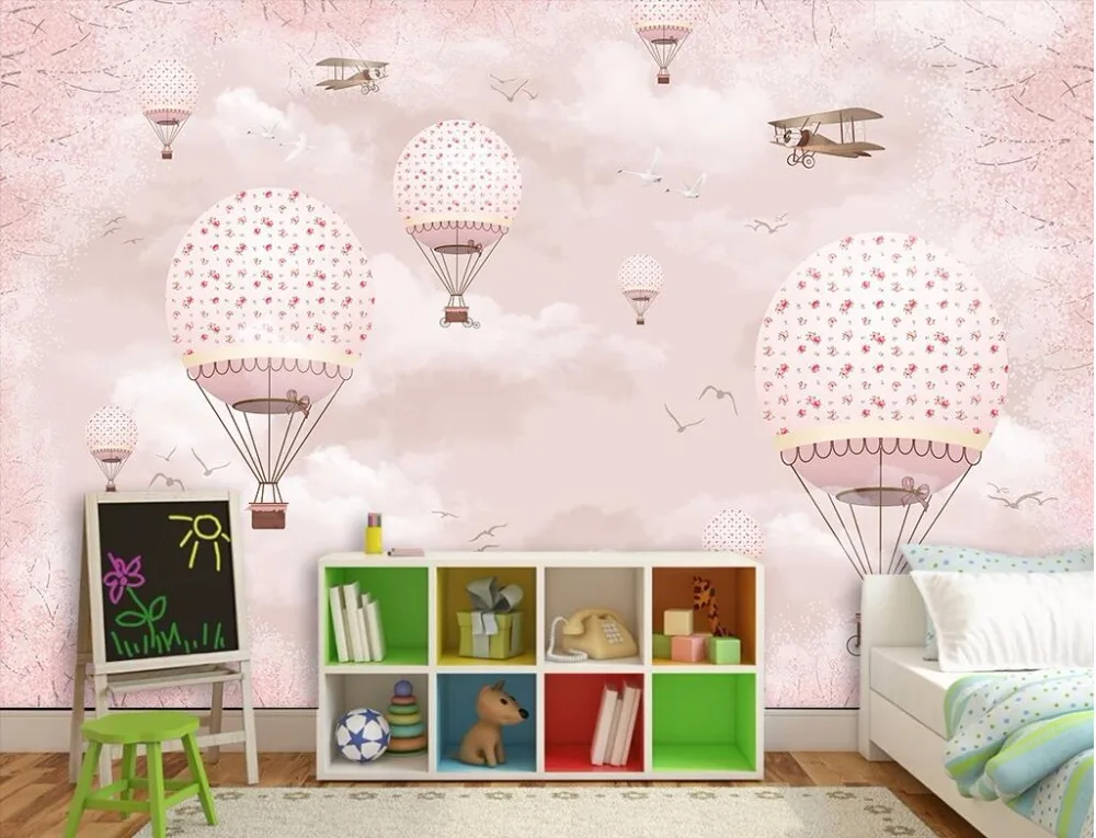 Обои beibehang на заказ росписи личности розовый мультфильм воздушный шар Детская стена 3d обои papel де parede
