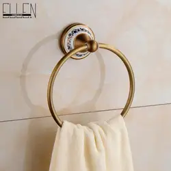 Elegant Antique Bronze Bathroom Accessories Set with Ceramic Accents - Includes Towel Shelf, Towel Holder, Toilet Paper Holder, and Robe Hook (Towel Ring)