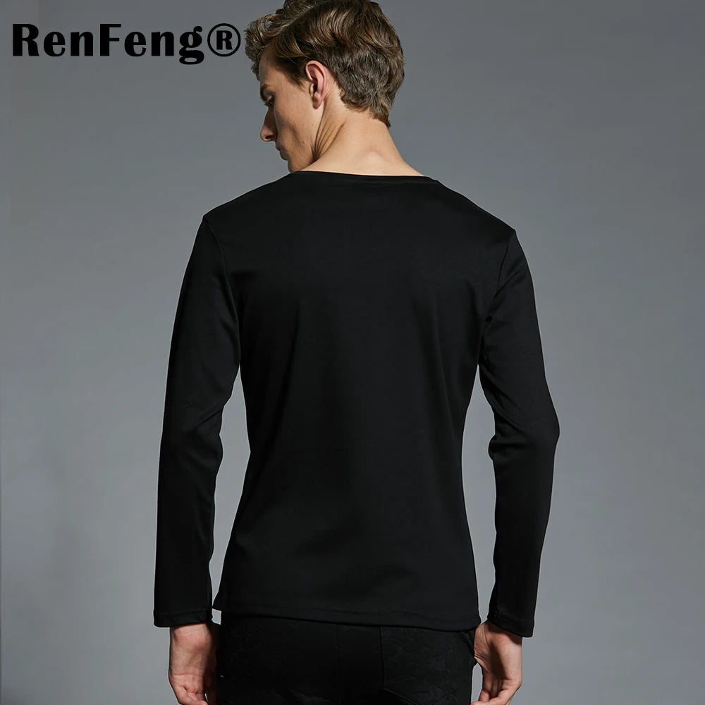Fashion City Style Cool t-shirts For Men Underwear Long Sleeves Basic Top Blank Bottoming Shirt Undershirt 100% Cotton T-shirt (1)