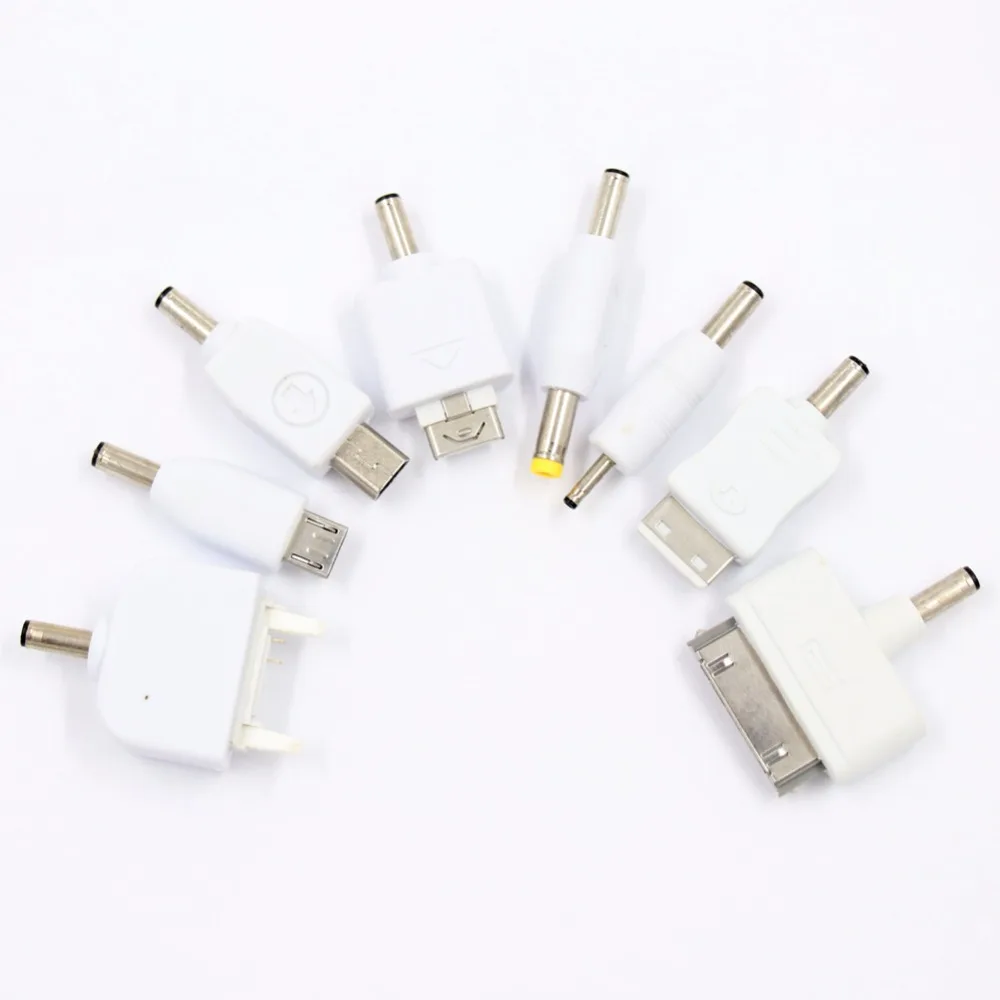 

1 Set USB Cable To 8Pcs DC Power Plug Mini Micro USB Adapter Charger Universal For Mobile Phone Use White Chager Kits P0.11 #1