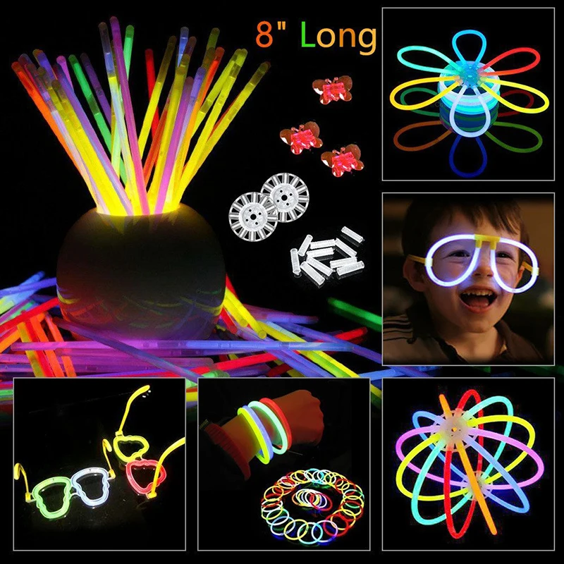 Tanie 200 sztuk/zestaw kolorowe świecące w ciemności fluorescencji Glow sticks bransoletki