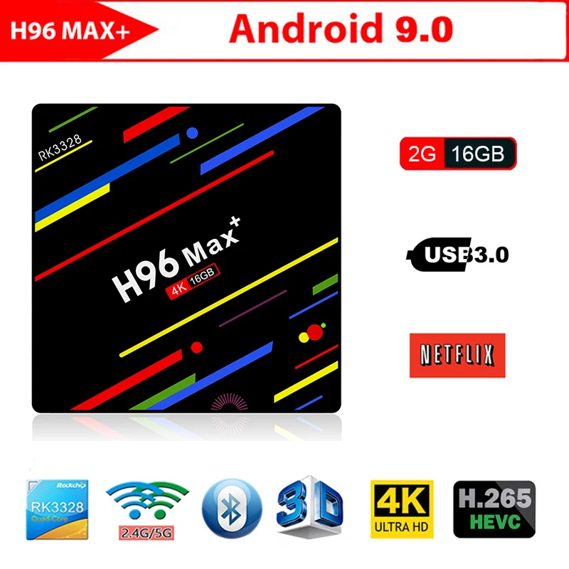 

Newest Android 9.0 TV Box H96 Max RK3328 Quad Core 2GB/16GB USB 3.0 Set Top Box 2.4G/5G Dual WIFI BT4.0 Smart TV 4K Media Palyer