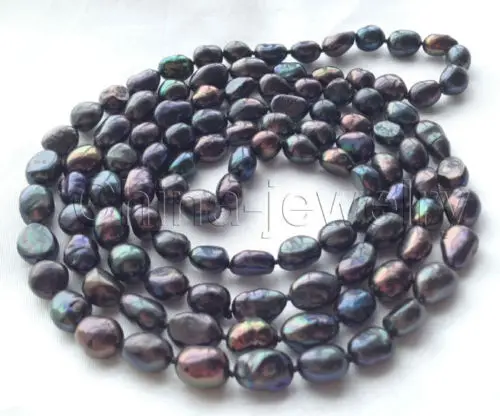 

FREE SHIPPING>>>@@ > Pretty 45" 9-13mm black baroque freshwater pearl necklace ^^^@^Noble style Natural Fine jewe &