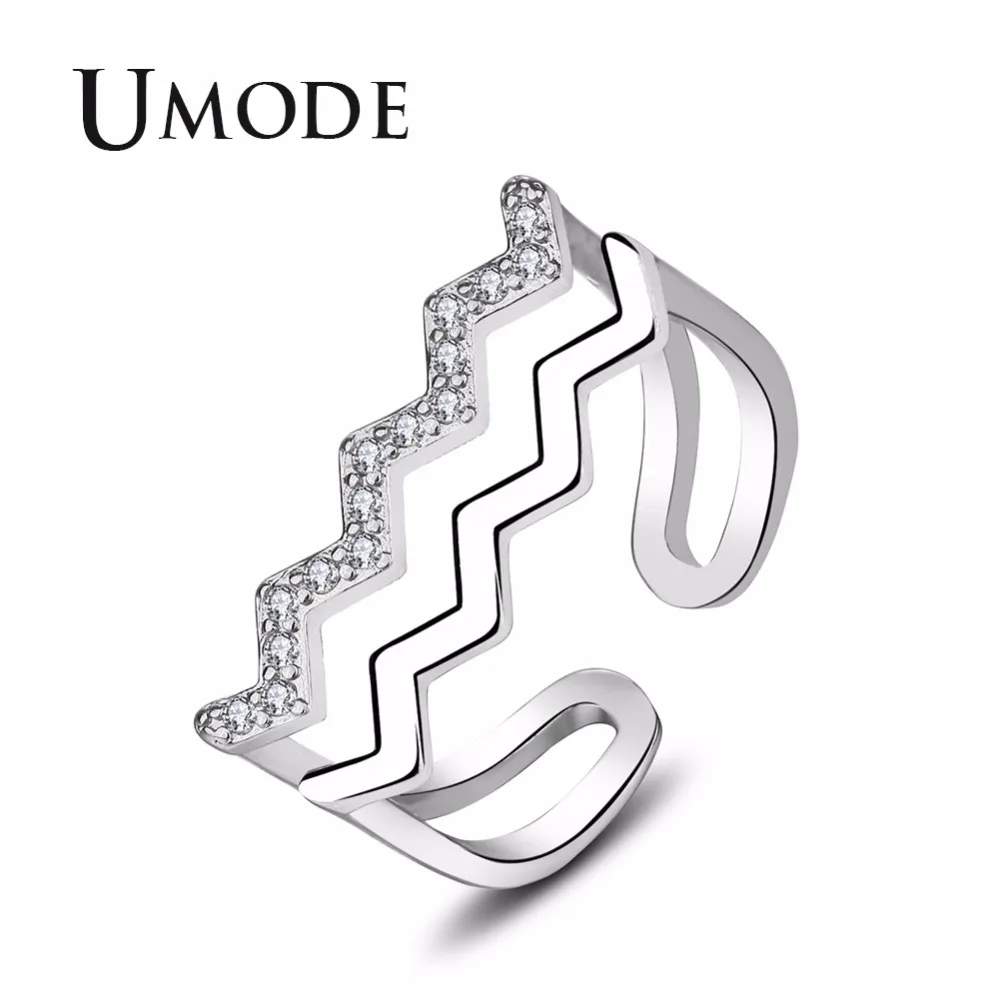 Обручальные И Вечерние кольца UMODE регулируемые открытые белого золота с