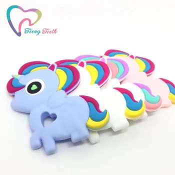 

Teeny Teeth 20PCS Unicorn Silicone Teether Baby Teething Toy DIY Chew Necklace Nursing Tool Pendant Food Grade Silicone BPA Free