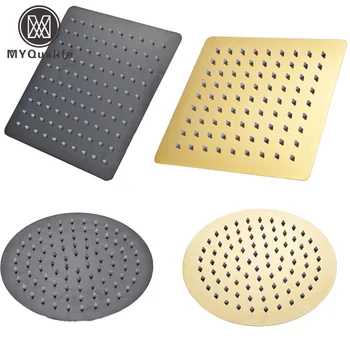 

Titanium Black/golden/chrome Ultrathin Style 8/10/12" Rainfall Shower Head Stainless Steel Bathroom Faucet Replace Head