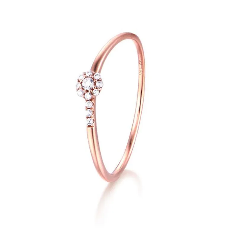 

Fashion Elegant Original 100% 18K Gold Dazzling Flower Finger Ring For Women Clear CZ Wedding Jewelry 0.79G