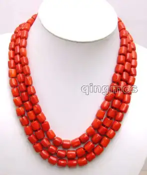 

SALE GENUINE Big 10-11mm Thick Slice NATURAL Red Coral 3 strands 18-19-20" Necklace-5847 wholesale/retail Free shipping