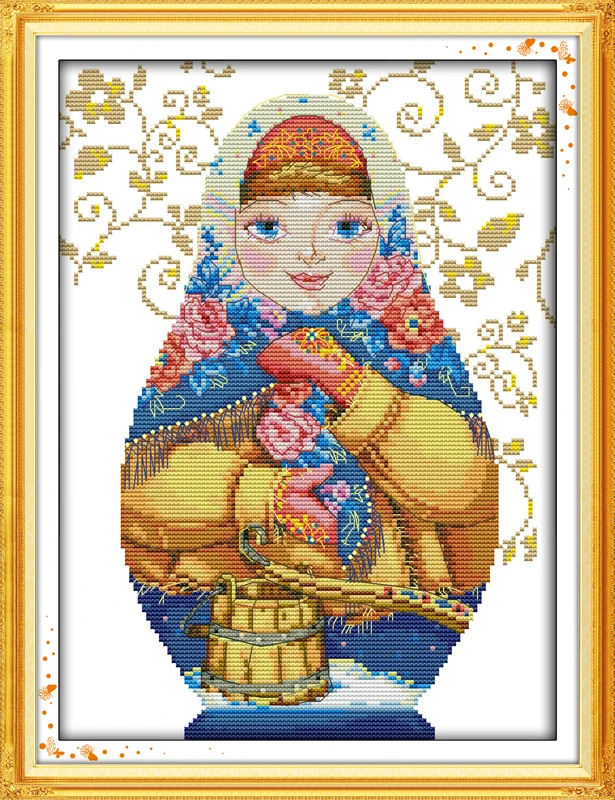 Набор для вышивки крестиком с изображением русской куклы 14ct 11ct|handmade needlework|embroidery