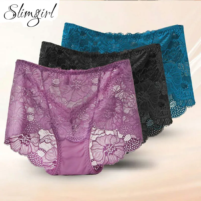 Slimgirl WomenLace Breathable Elastic Panties Transparent Seamless High