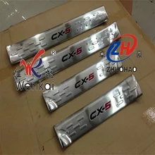 Черный Красный Логотип CX5 Внутренняя Дверной Порог для 2012 2013 2014 2015 Mazda CX 5 Скребок Из Нержавеющей Стали Приветствовать Педаль Автомобиль укладки