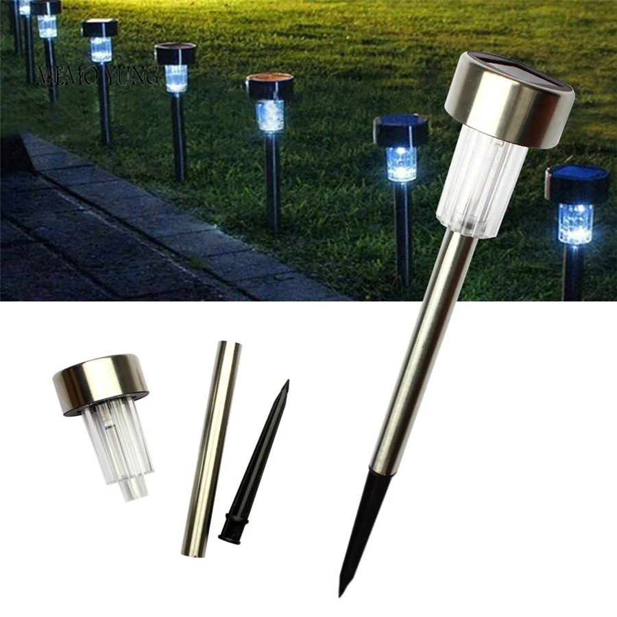 

10 pcs/lot Stainless Steel Solar Lawn Light Garden Solar Power Light Outdoor Solar Lamp For Outdoor Landscape Yard Deck Pathway