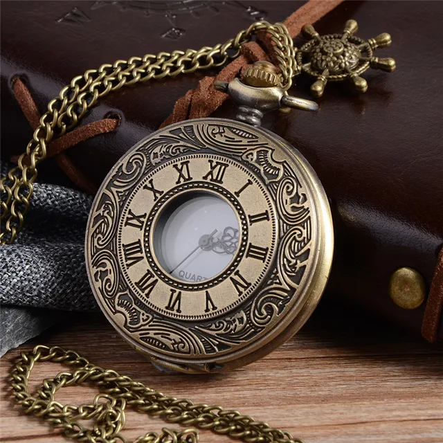 Vintage Bronze Steampunk Pocket Watch Roman Numerals Quartz Necklace Pocket & Fo Vintage Bronze Steampunk Pocket Watch Roman Numerals Quartz Necklace Pocket & Fo