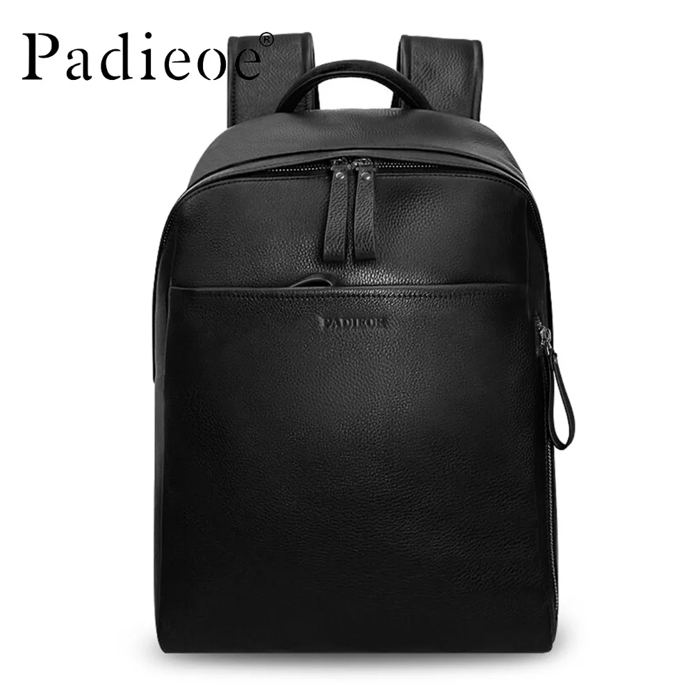 Padieoe Brand Genuine Leather Backpack for Man Cowhide Large Capacity Men Backpack Travel Bag Rucksack