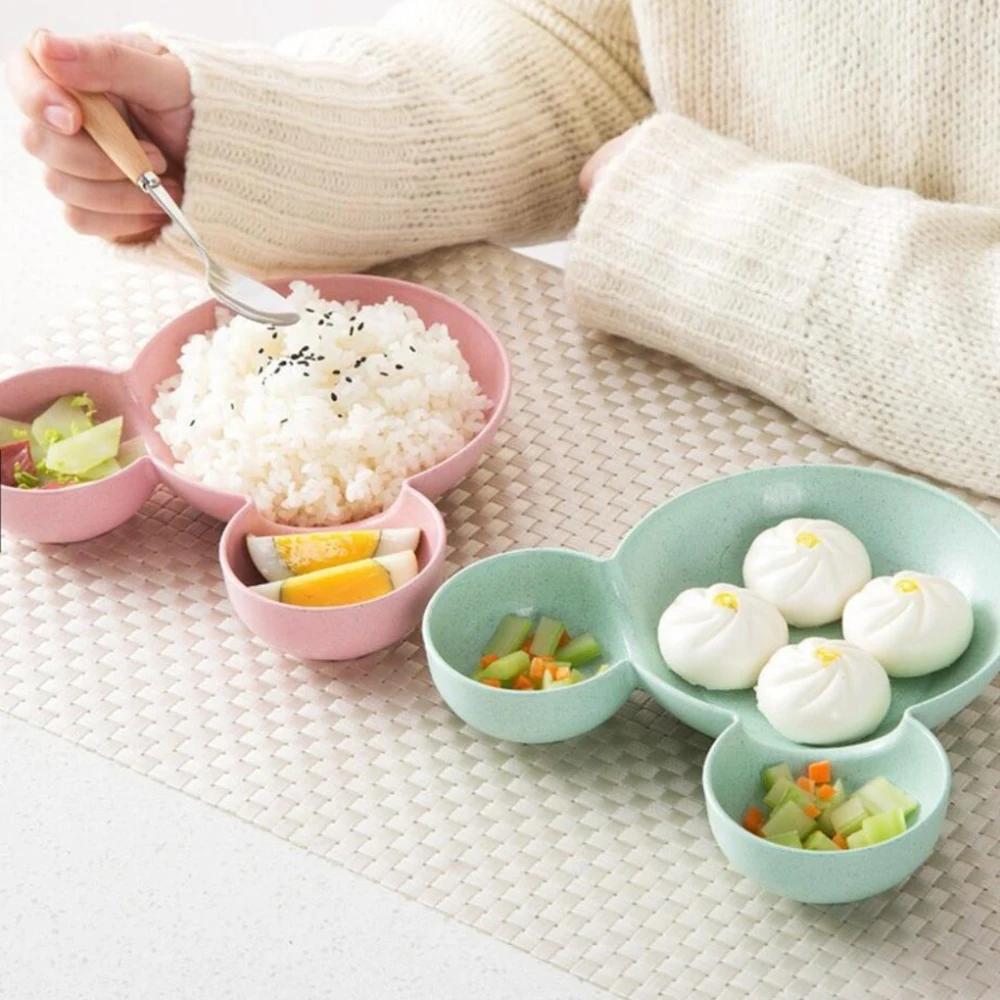 

1pc Baby Food Storage Bamboo Tableware Solid Cute Dishes Kids Plate Bowl Eco-Friendly Children Training Dinnerware