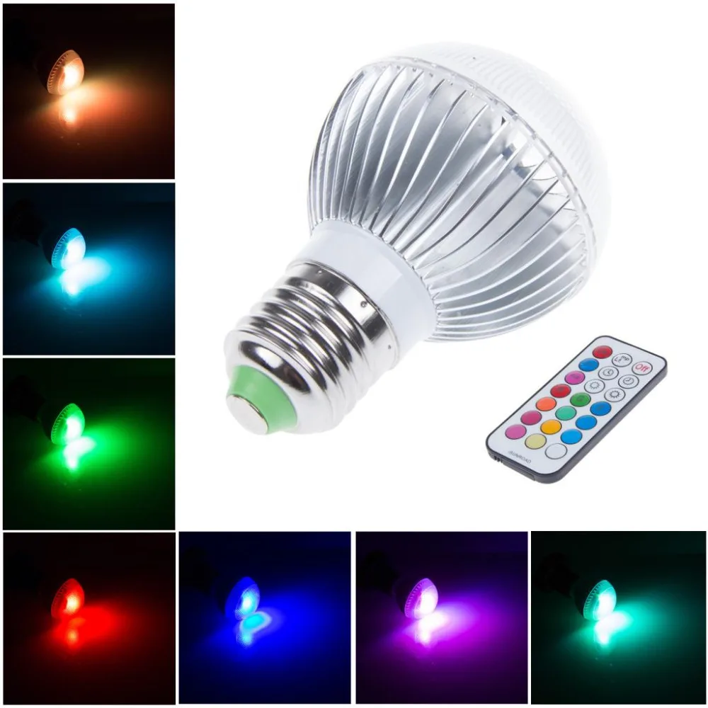 30X диммируемая AC 110 В 240 220 7 Вт E27 B22 GU10 RGB Светодиодная лампа 16 видов цветов лампочка