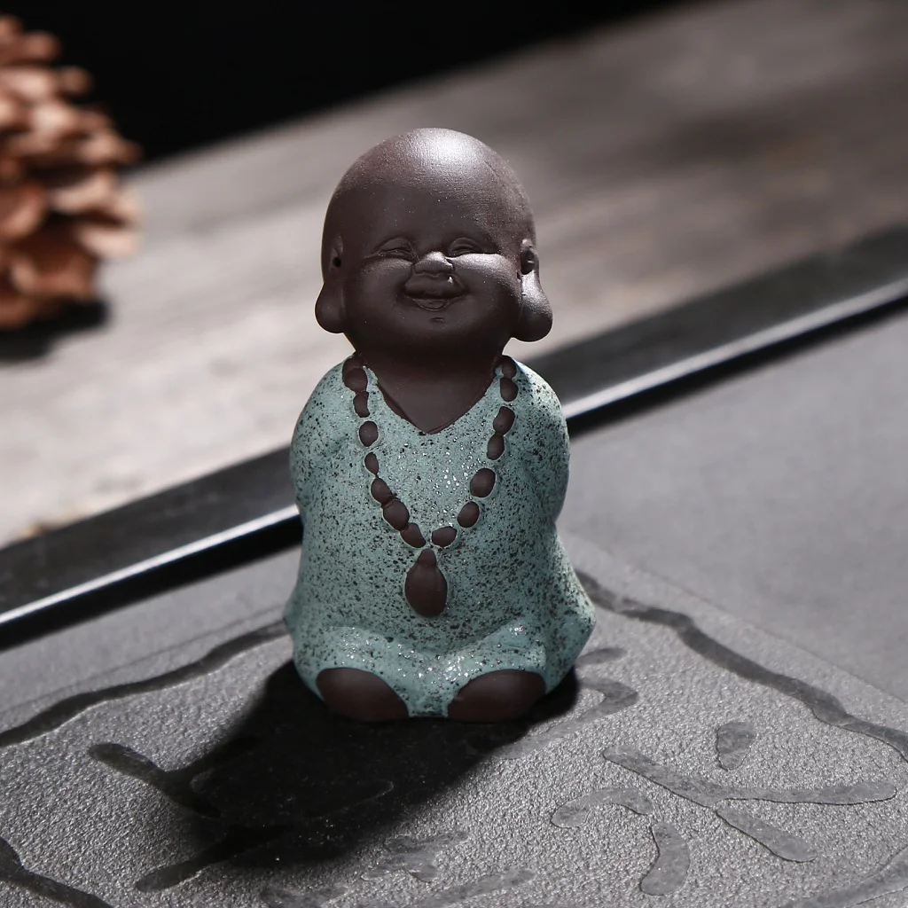 MagiDeal  Sand Little Monk Buddha Tea Pet Figurine Statue Ornament #10