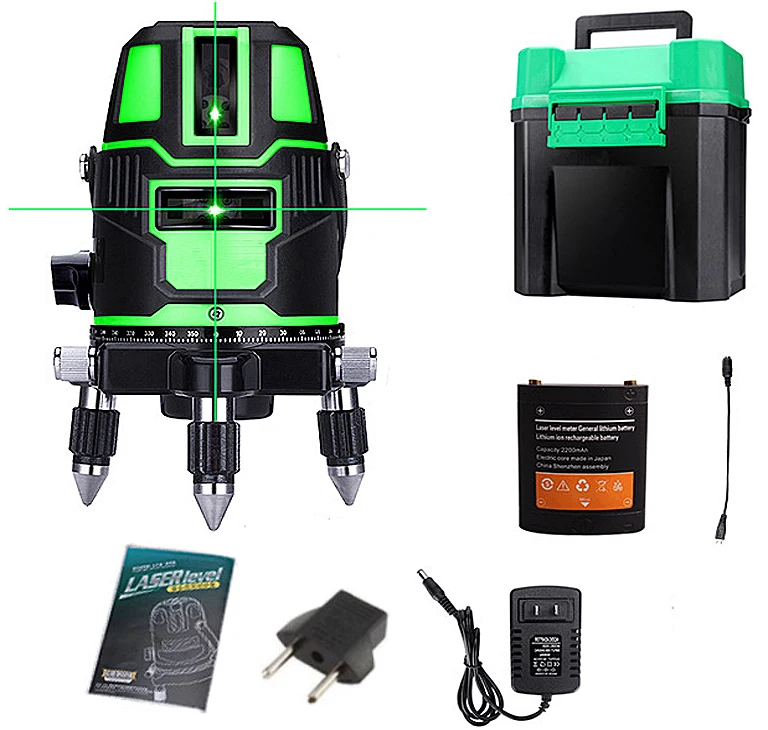 NEW 5 Line 6 Point Green Laser Level Meter 360 Degree Laser Line Level