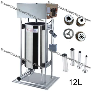 

Free Shipping Commercial 110v 220v Electric 12L Auto Sausage Salami Maker Machine Sausage Stuffer Filler + Churros Machine Maker