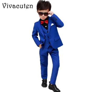 

New Brand Boys Formal Wedding Birthday Party Suits Children Performance Clothes Kids Blazer Vest Pants Shirt Ceremony Costumes