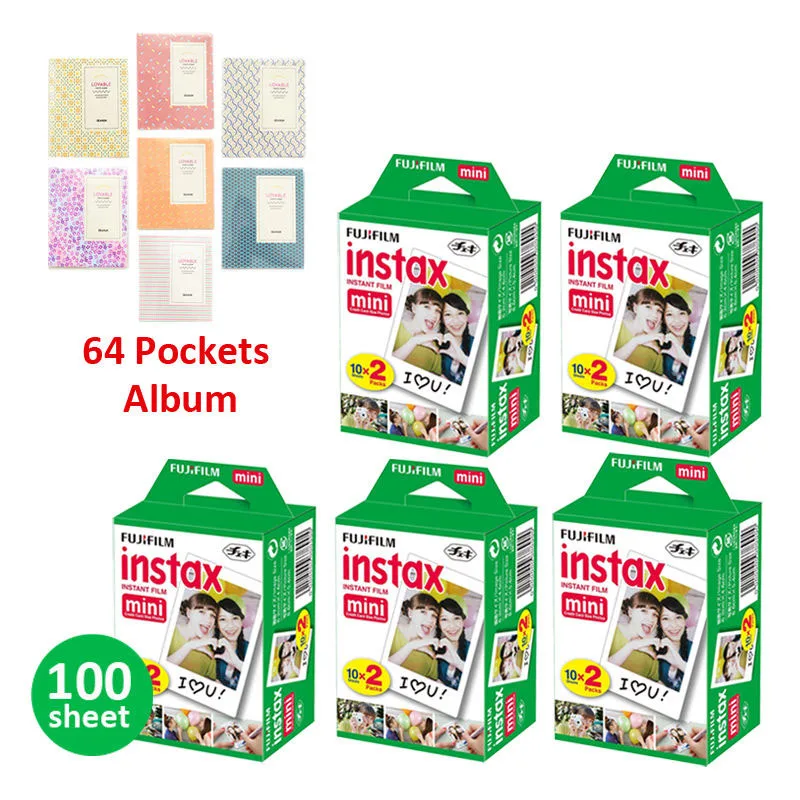 100 Лист ЖК дисплея с подсветкой Fujifilm Fuji Instax Mini Instant Фотобумага для мгновенного