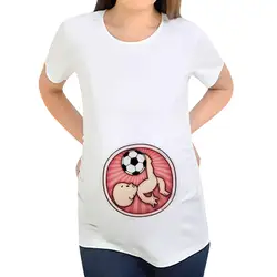 Летняя женская одежда для беременных, футболка для материнства с короткими рукавами и рисунком, топы, Повседневная футбольная безрукавка