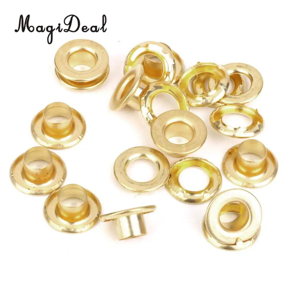MagiDeal Brass Coated 10Pcs Punch Grommet Tarp Repair Kit Set Hole
