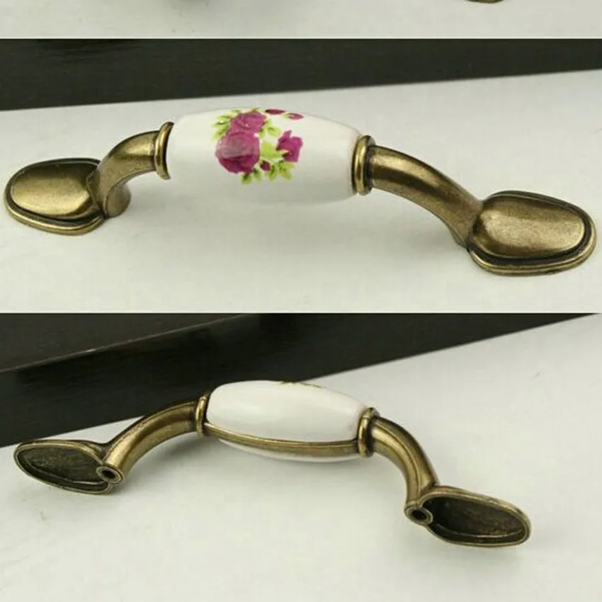 76mm rustico pastorale ceramic furniture handles 3" bronze drawer